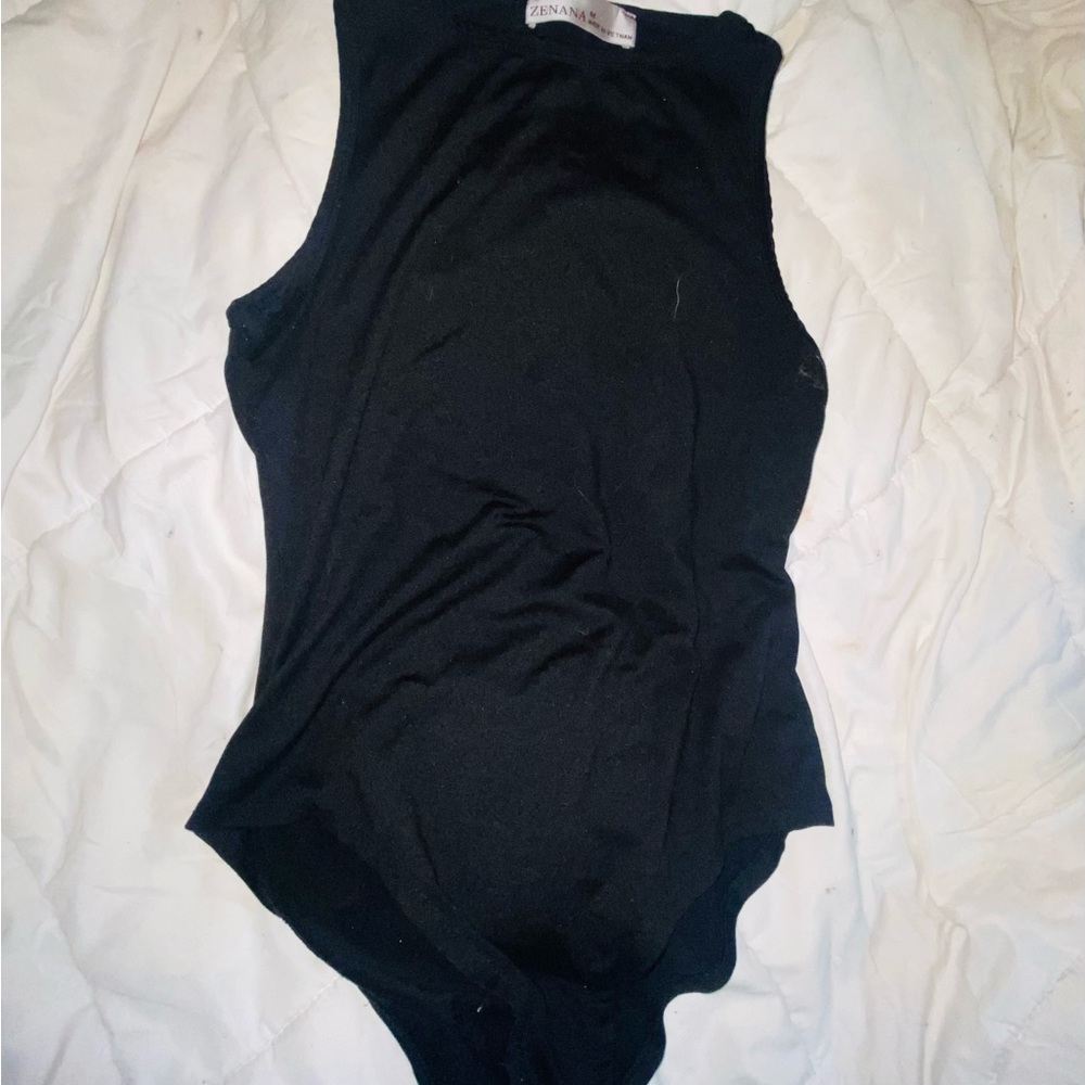 Zenana Outfitters Black Sleeveless Bodysuit